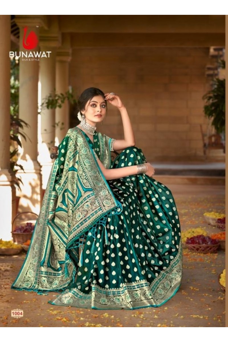 Bunawat Akshat-1004 Designer Ladies Wear Satin Silk Saree Catalogues 