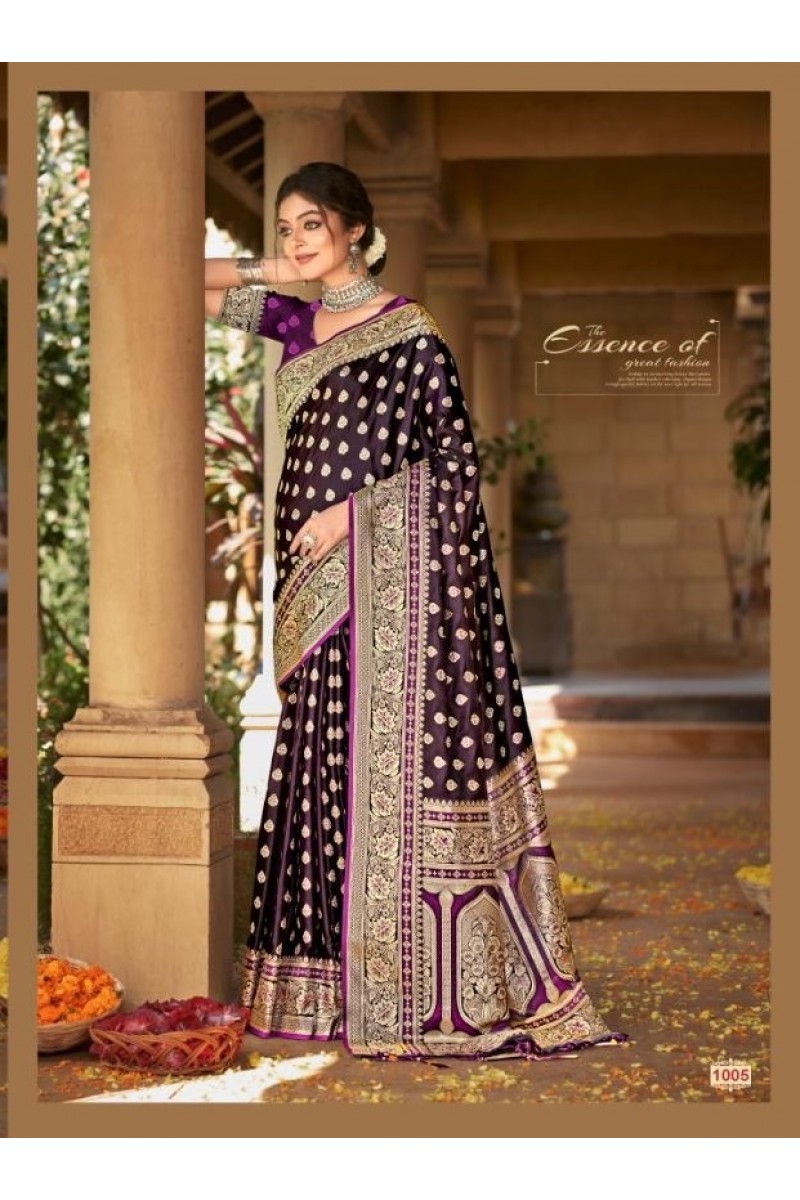 Bunawat Akshat-1005 Designer Ladies Wear Satin Silk Saree Catalogues 