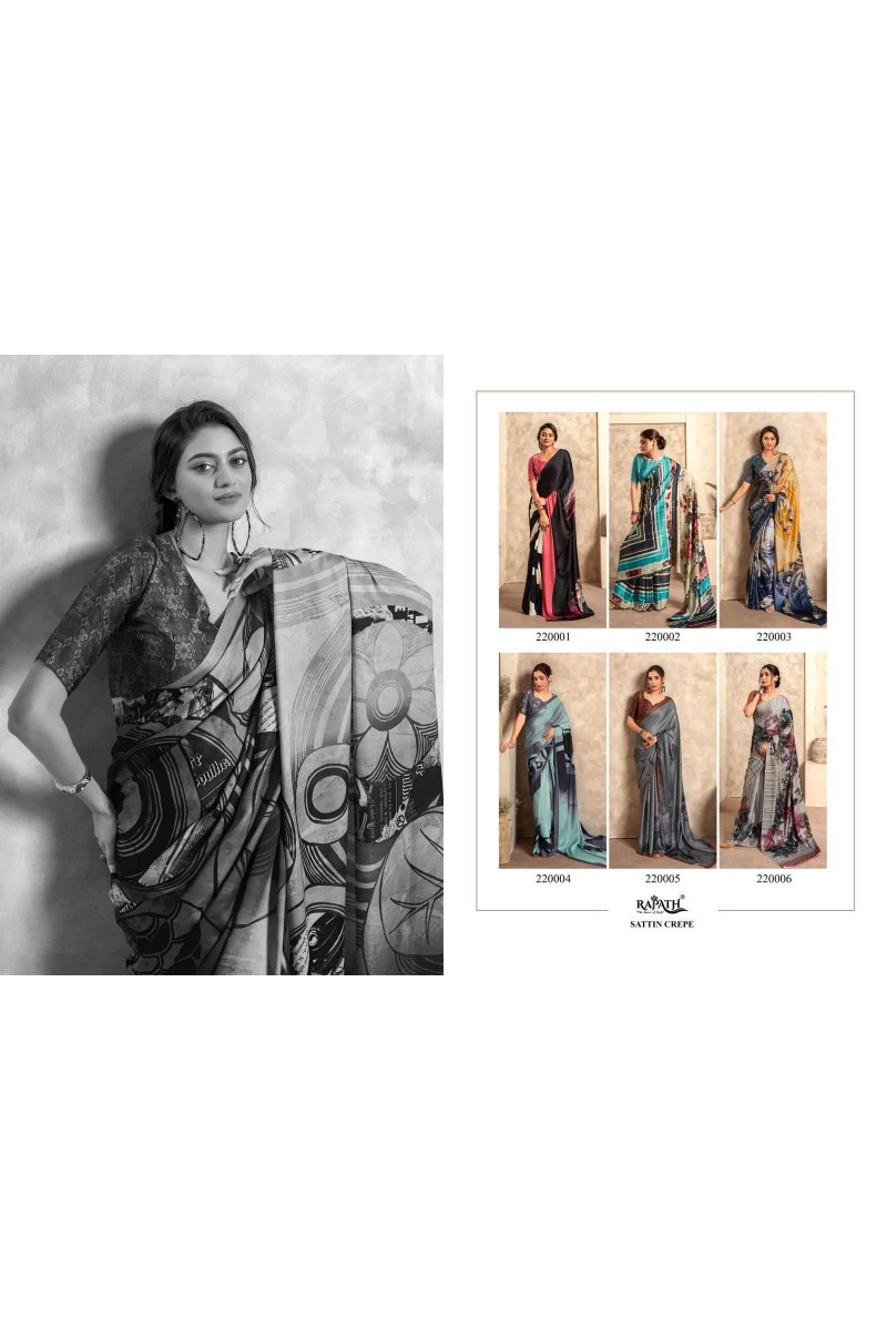 Rajpath Jasmine Satin Crepe With Digital Printed Wholesale Saree