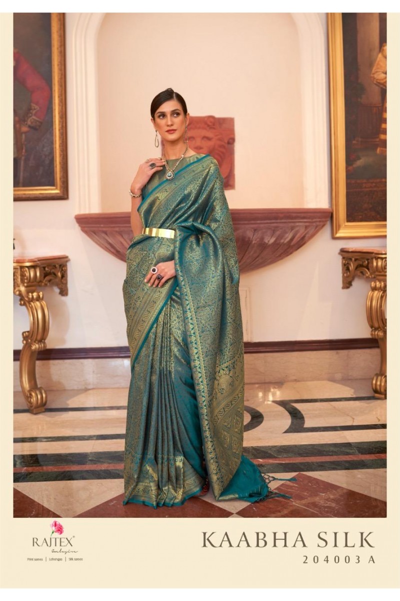 Rajtex Kaabha Silk-204003-A Weaving Handloom Semi Stitched Sarees