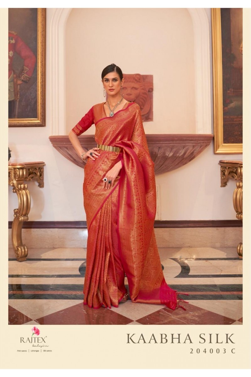 Rajtex Kaabha Silk-204003-C Weaving Handloom Semi Stitched Sarees