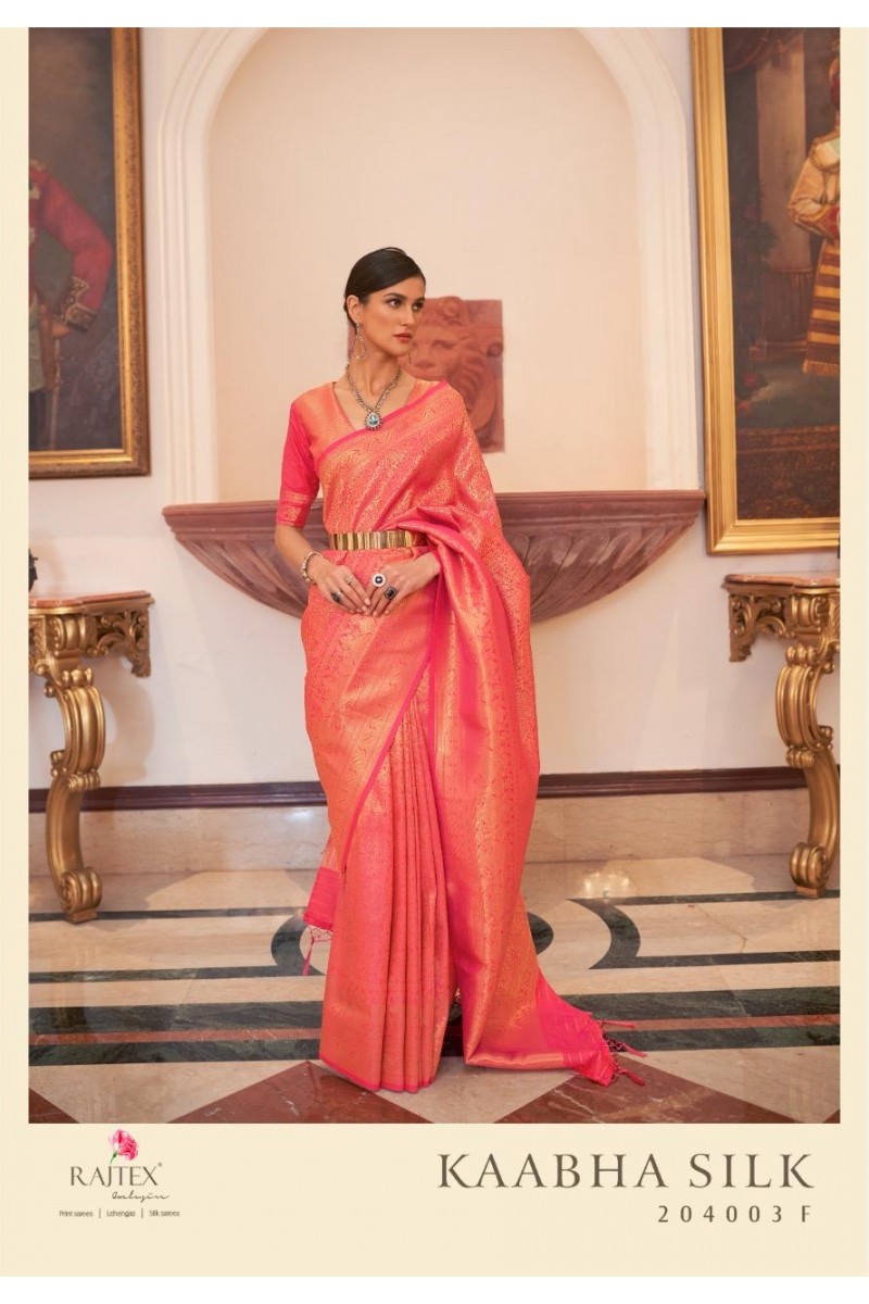 Rajtex Kaabha Silk-204003-F Weaving Handloom Semi Stitched Sarees