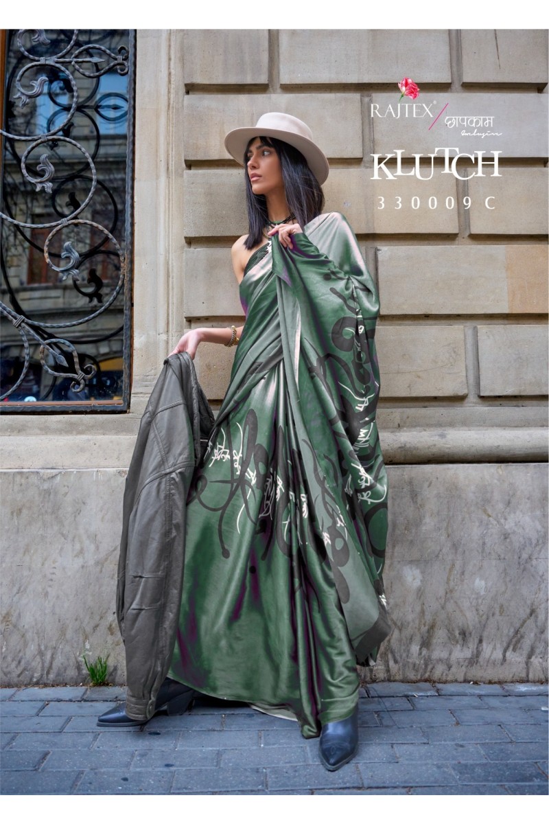 Rajtex Klutch-330009-C Stylish Satin Crape New Women's Wear Saree