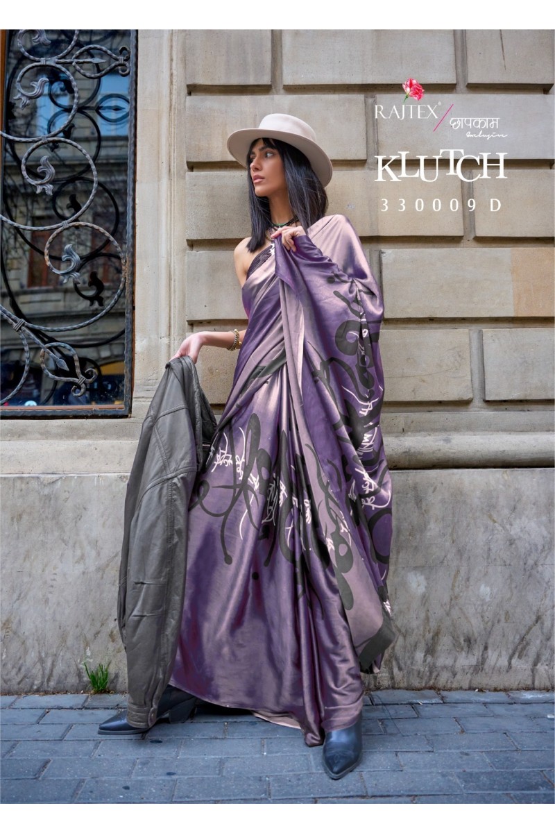 Rajtex Klutch-330009-D Stylish Satin Crape New Women's Wear Saree