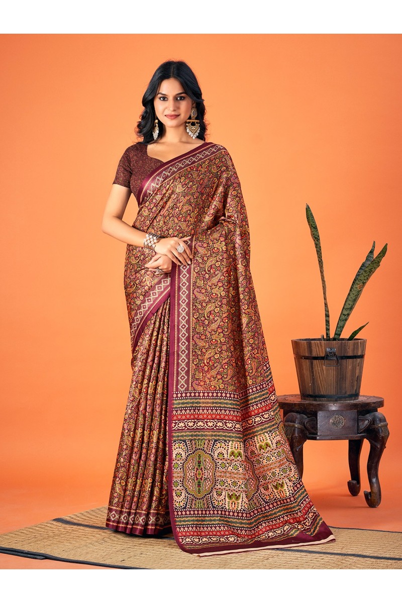 Bunawat Neeva-1 Premium Pashmina Silk Print Attractive Look Sarees
