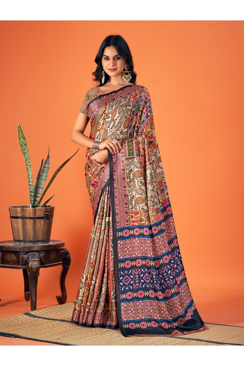 Bunawat Neeva-5 Premium Pashmina Silk Print Attractive Look Sarees