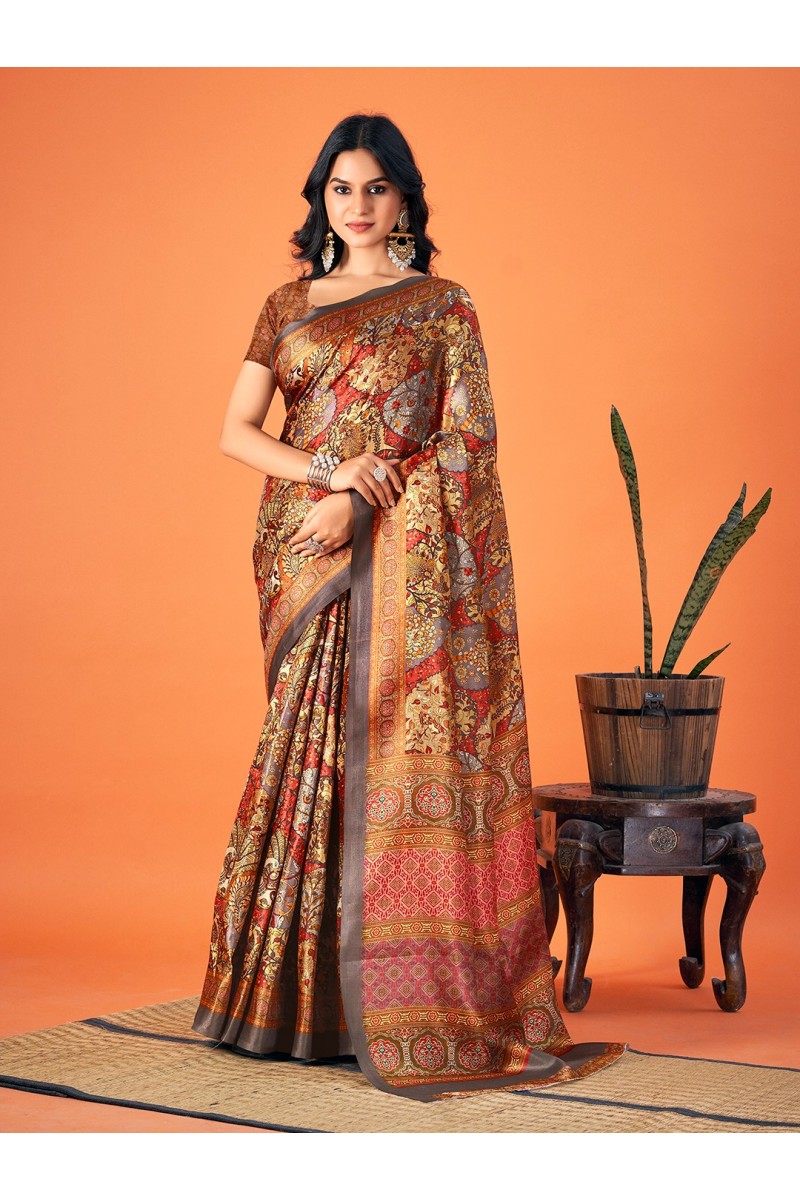 Bunawat Neeva-6 Premium Pashmina Silk Print Attractive Look Sarees