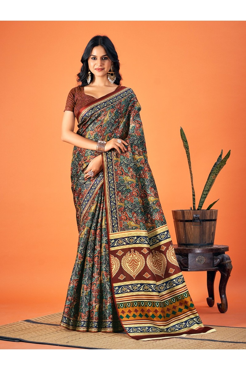Bunawat Neeva-7 Premium Pashmina Silk Print Attractive Look Sarees