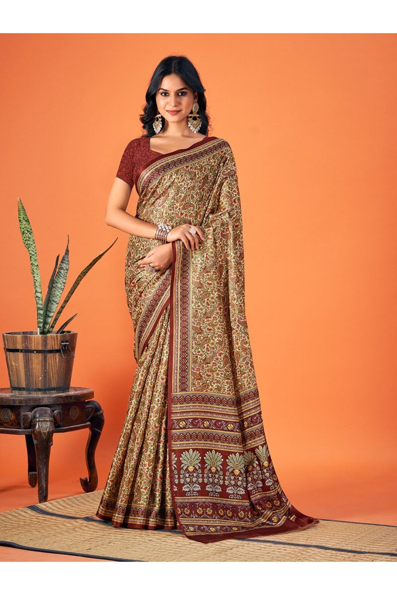 Bunawat Neeva-8 Premium Pashmina Silk Print Attractive Look Sarees