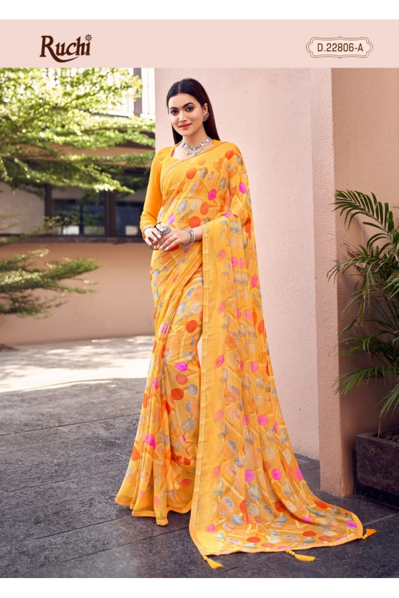 Ruchi Savyaa-22806-A Women's Floral Designs Chiffon Saree