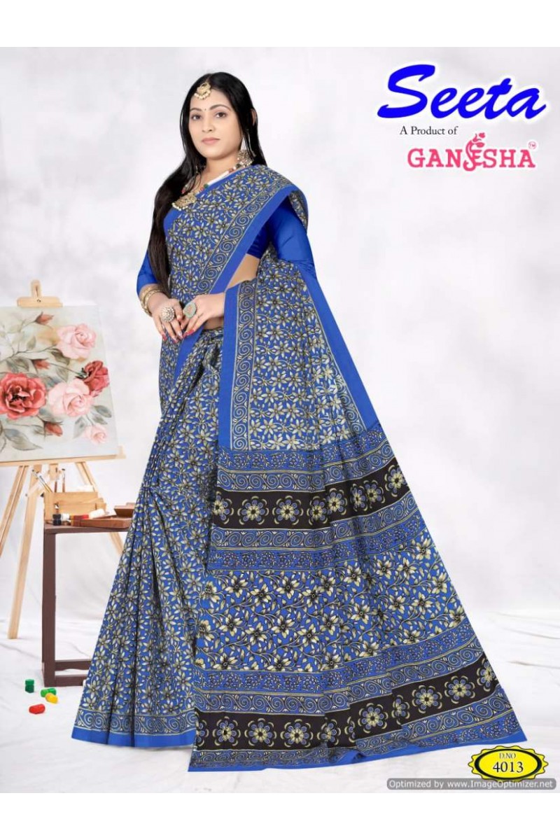 Ganesha Seeta-4003 Latest Designer Pure Cotton Printed Single Saree
