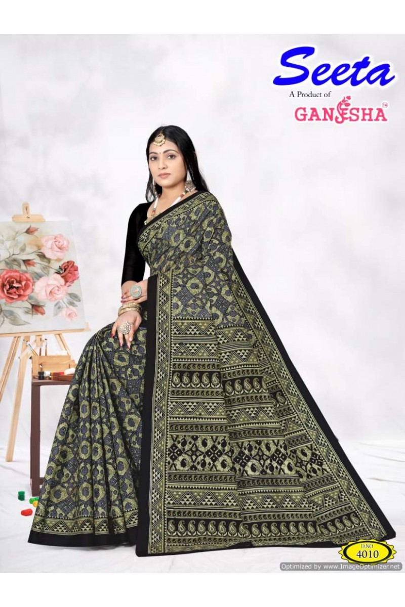 Ganesha Seeta-4008 Latest Designer Pure Cotton Printed Single Saree