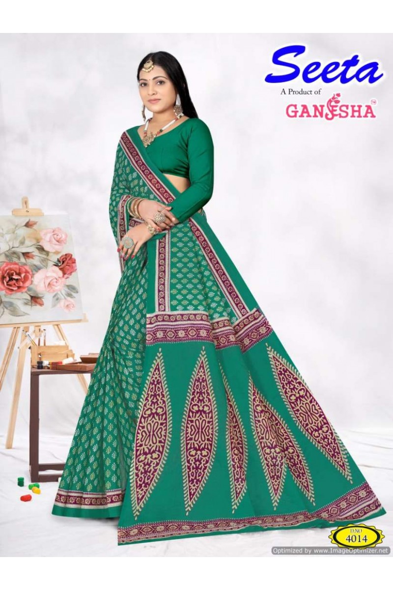 Ganesha Seeta-4010 Latest Designer Pure Cotton Printed Single Saree
