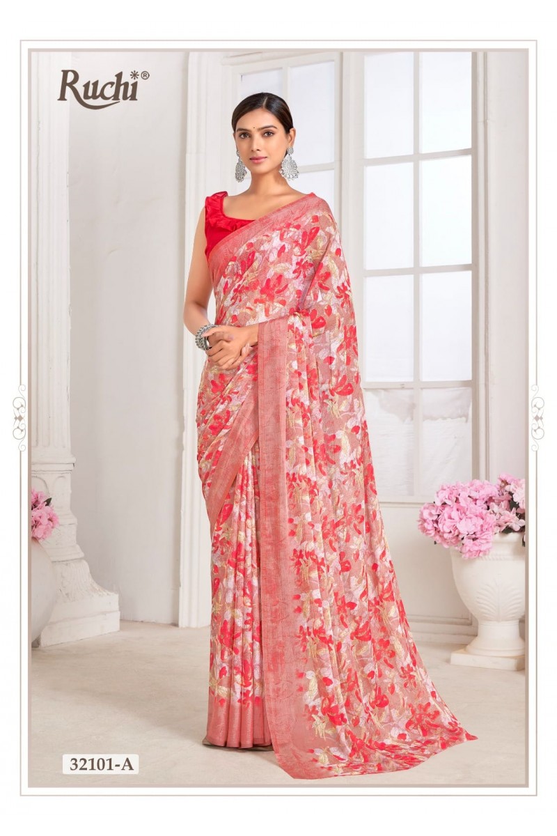 Ruchi Star-32101-A Casual Wear Traditional Chiffon Saree Collection
