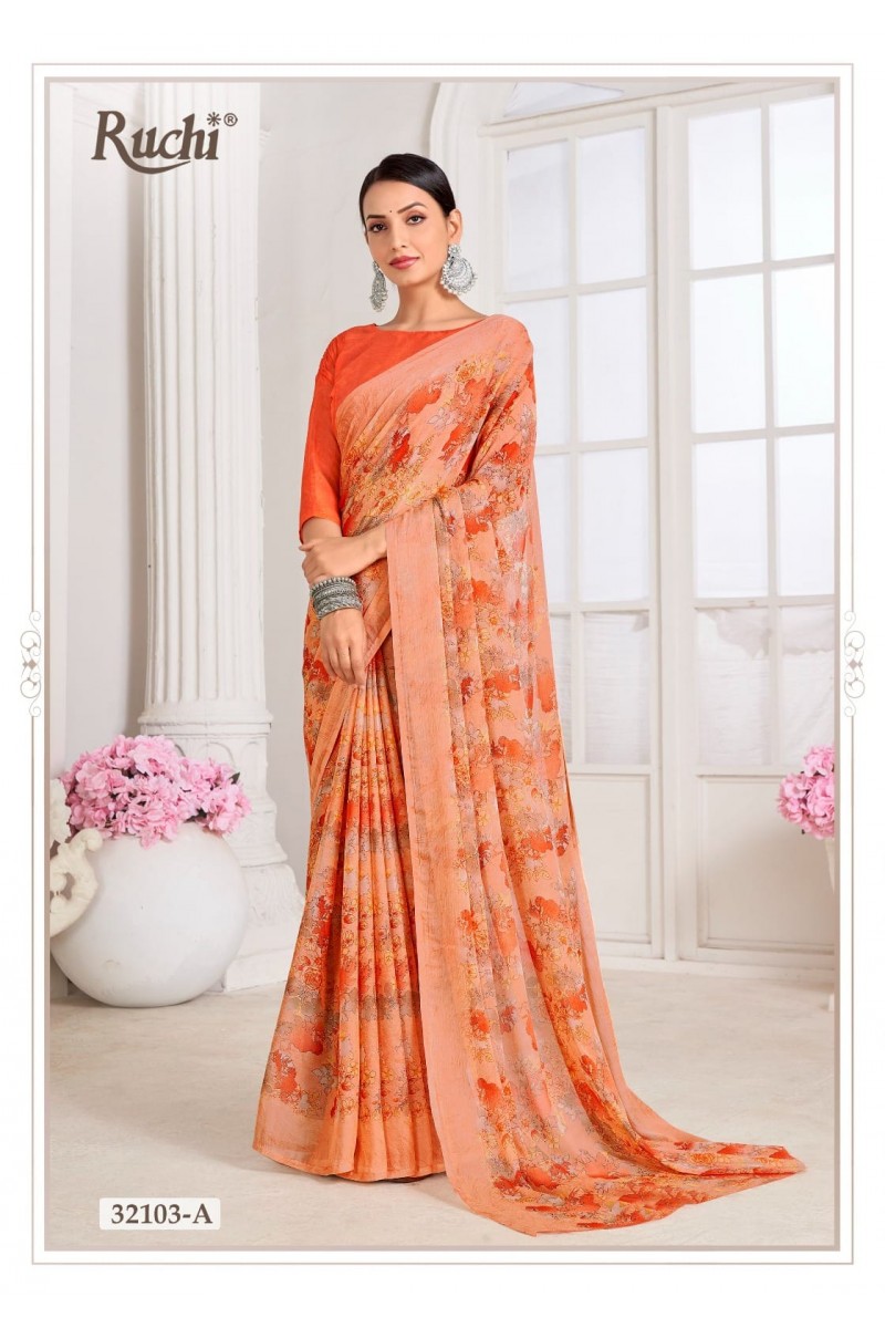 Ruchi Star-32101-D Casual Wear Traditional Chiffon Saree Collection