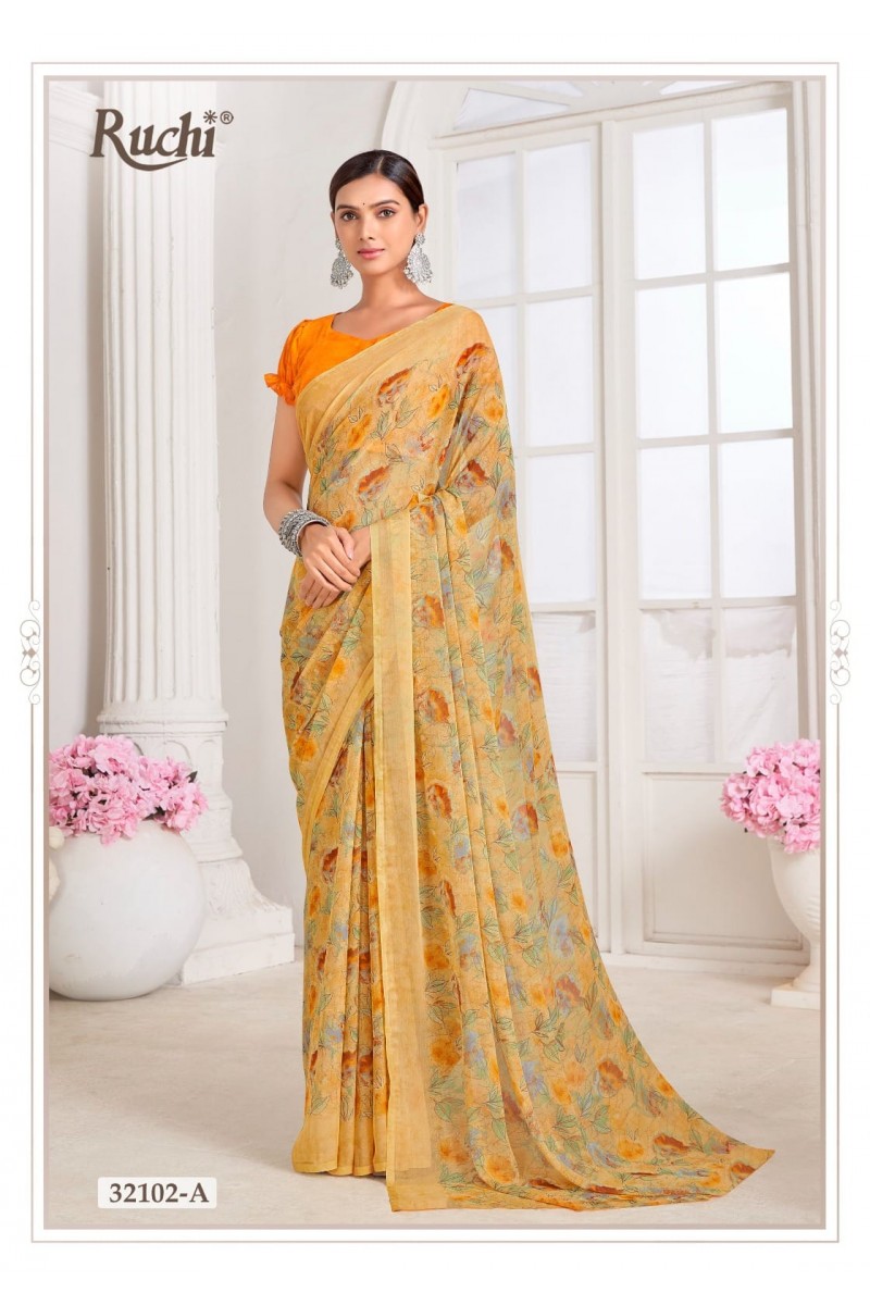 Ruchi Star-32102-A Casual Wear Traditional Chiffon Saree Collection