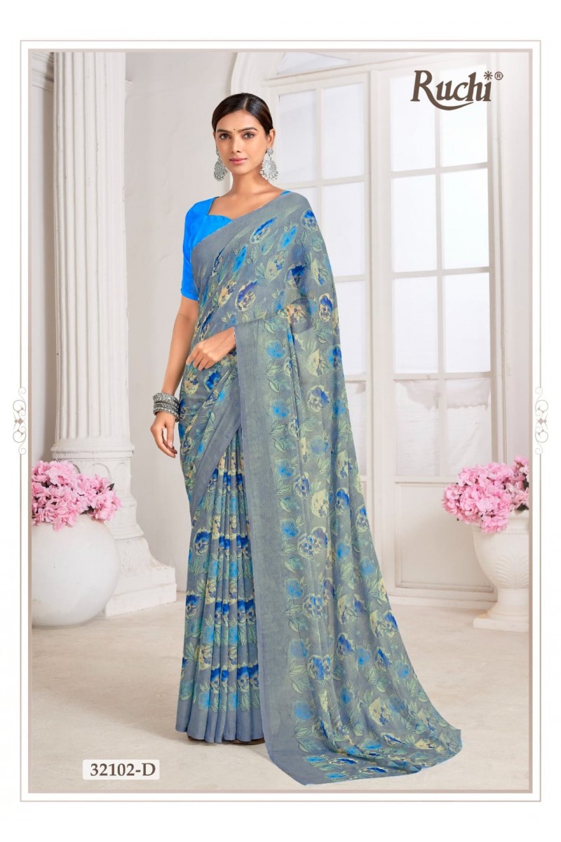 Ruchi Star-32102-D Casual Wear Traditional Chiffon Saree Collection