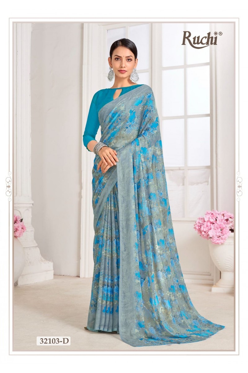 Ruchi Star-32103-D Casual Wear Traditional Chiffon Saree Collection