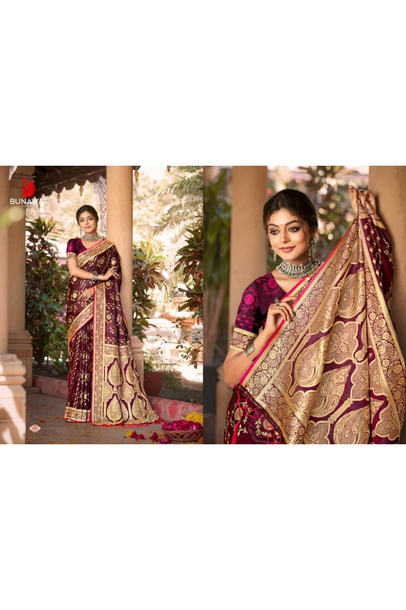 Bunawat Tana Bana-1001 Casual Wear Satin Silk Latest Single Saree Designs