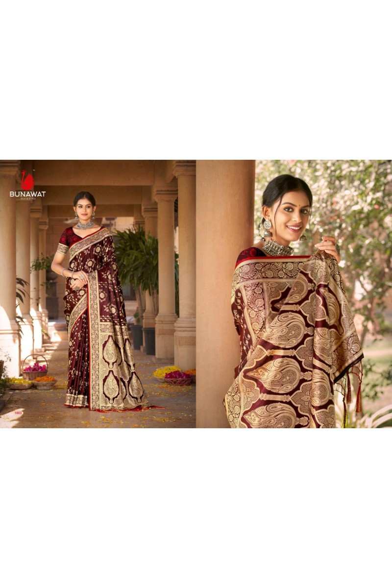 Bunawat Tana Bana-1003 Casual Wear Satin Silk Latest Single Saree Designs