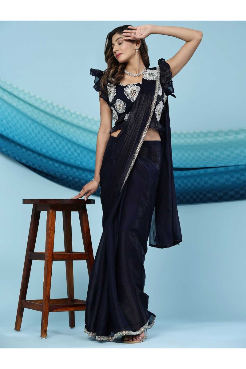 Amoha 260-B Ready To Wear Fancy Work Saree With Embroidered Designer Blouse
