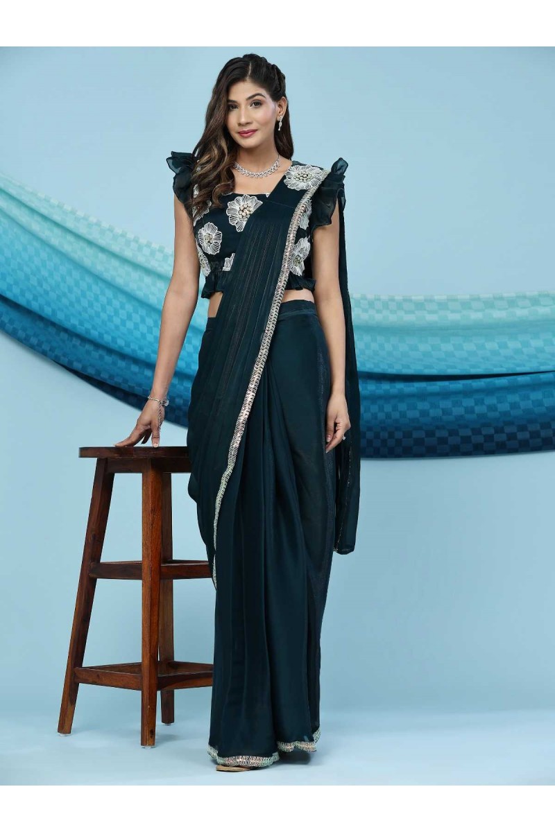 Amoha 260-C Ready To Wear Fancy Work Saree With Embroidered Designer Blouse