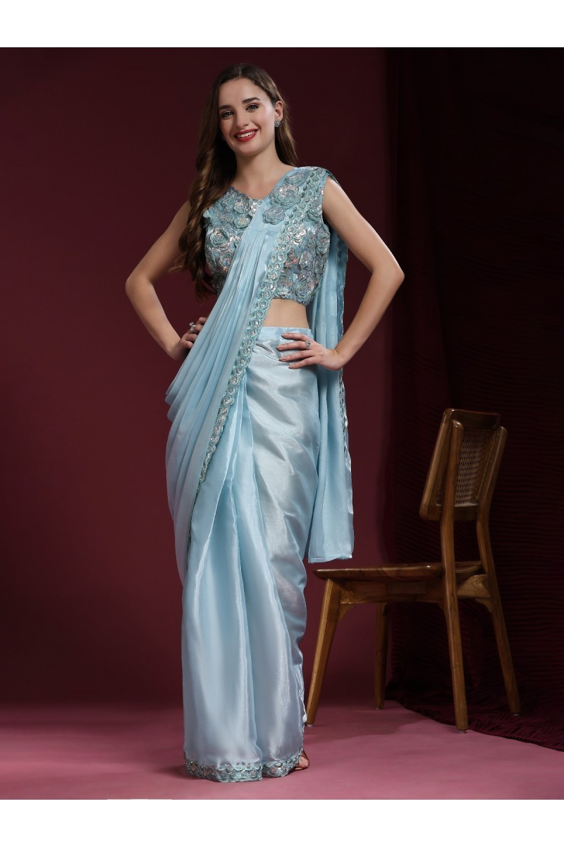 Amoha Trends D.No-264-A Stylish Designer Readymade Partywear Saree New Arrivals