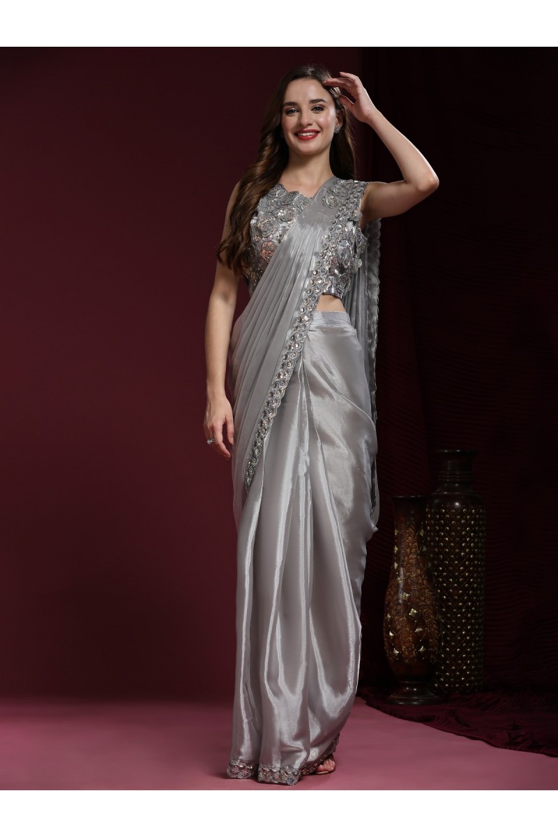 Amoha Trends D.No-264-D Stylish Designer Readymade Partywear Saree New Arrivals