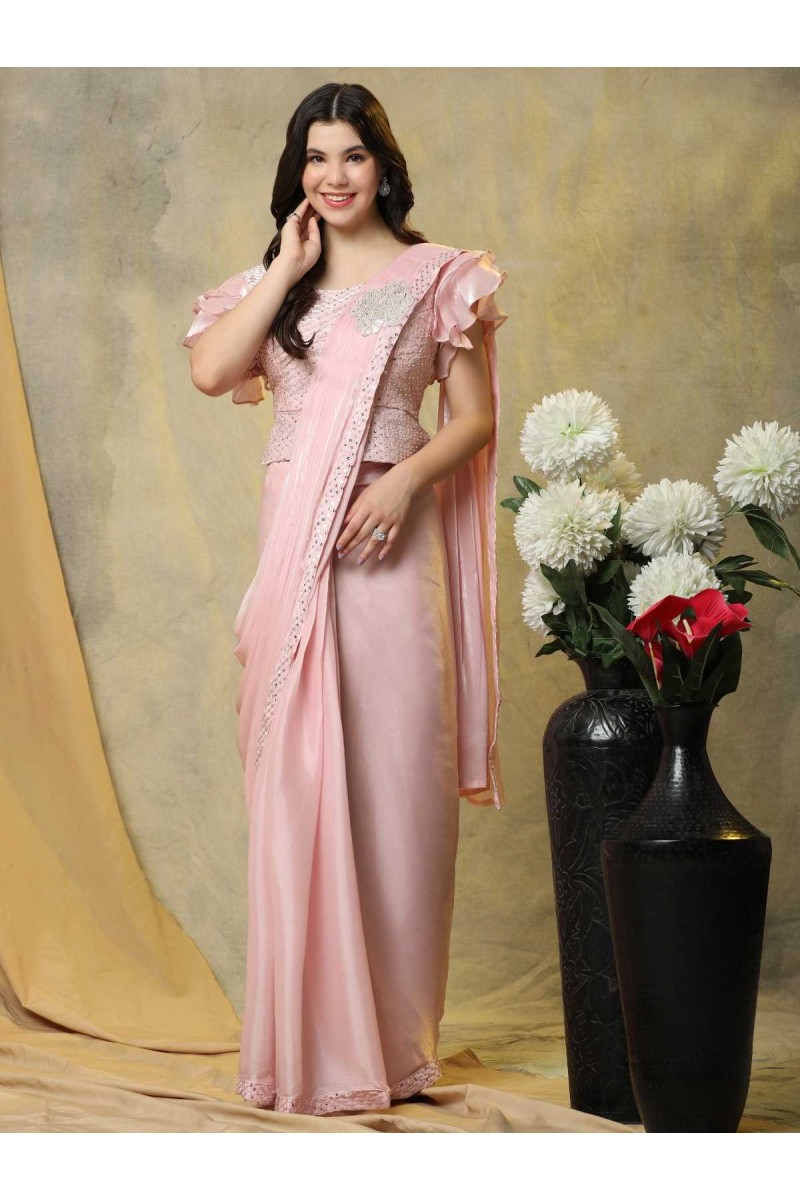Amoha 265-B Wedding Wear Ruffle Sleeves Readymade Saree Manufacturer