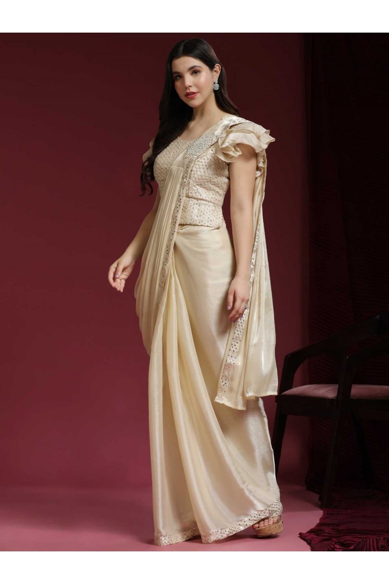 Amoha 265-E Wedding Wear Ruffle Sleeves Readymade Saree Manufacturer