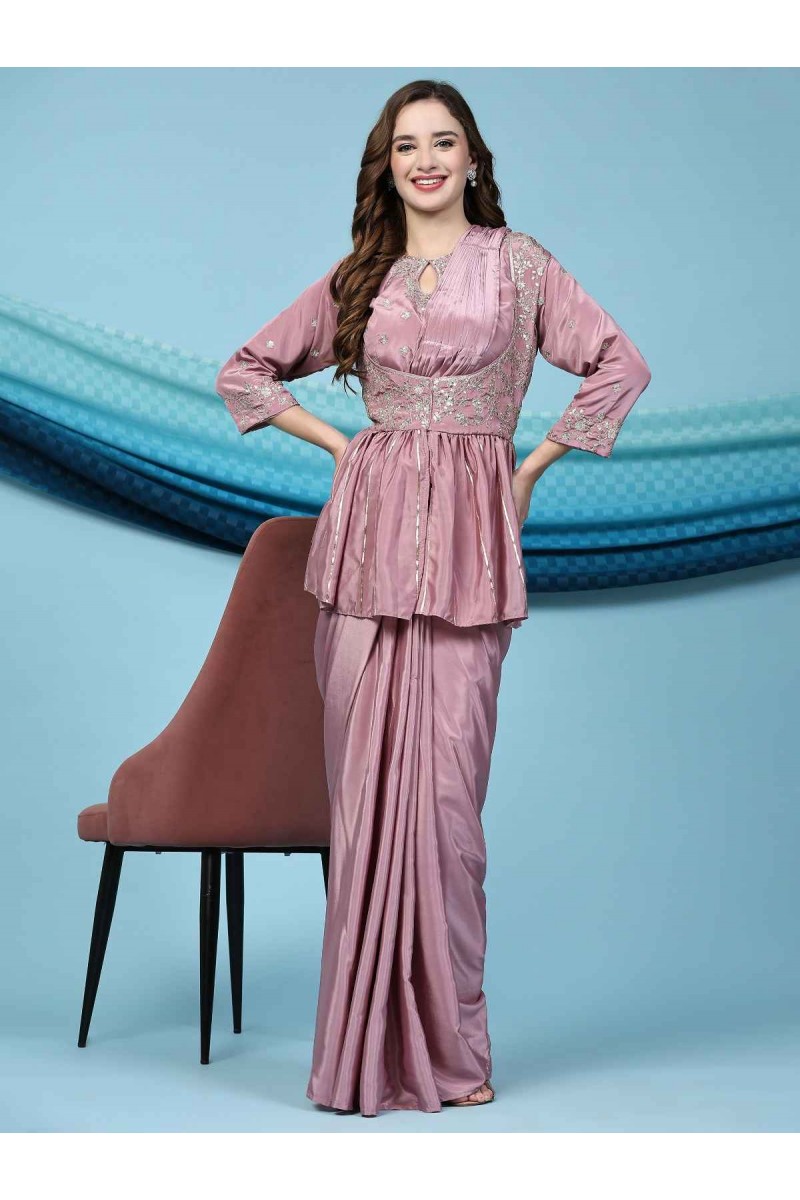 Amoha 268-B Party Wear Half Sleeves Designer Readymade Single Saree