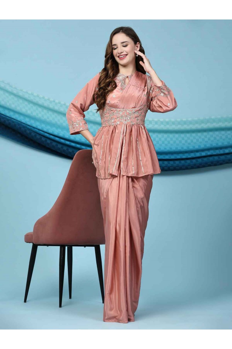 Amoha 268-C Party Wear Half Sleeves Designer Readymade Single Saree