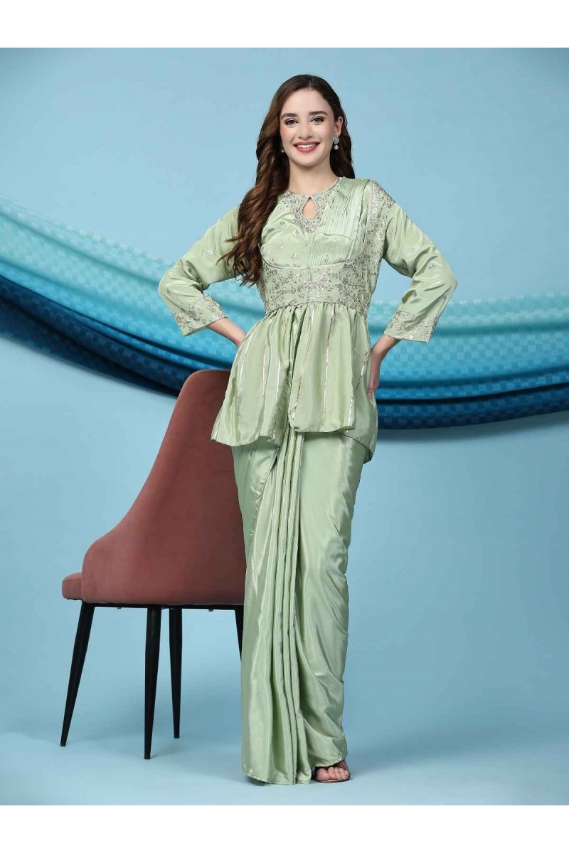 Amoha 268-D Party Wear Half Sleeves Designer Readymade Single Saree