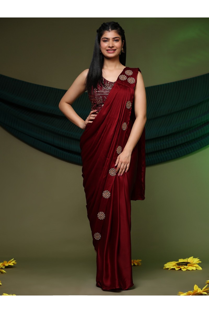 Amoha Trendz D.No-A273-A Ready To Wear Designer Embroidery Saree Collection