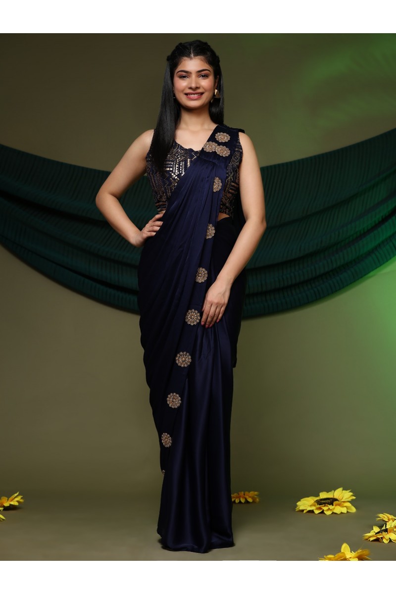 Amoha Trendz D.No-A273-B Ready To Wear Designer Embroidery Saree Collection