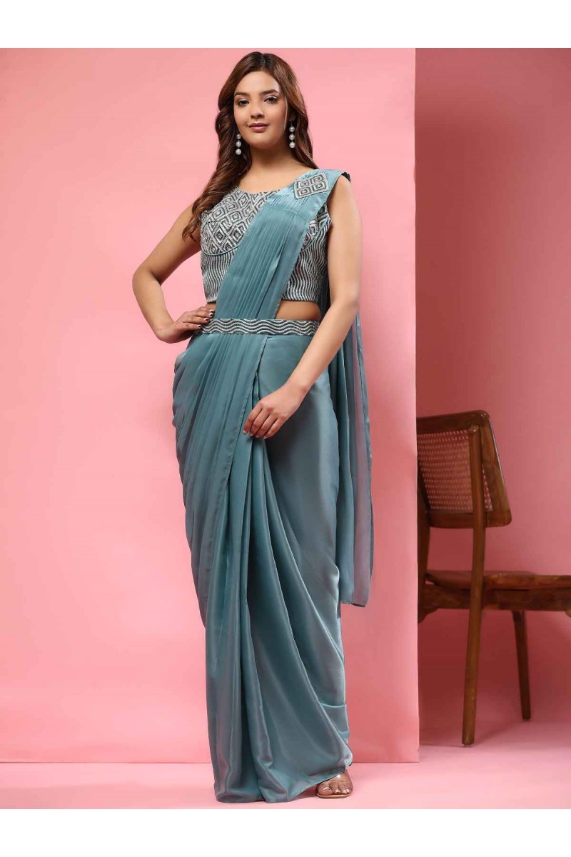 Amoha Trendz D.No-A329-A Wholesale Sequence Embroidery Readymade Sarees