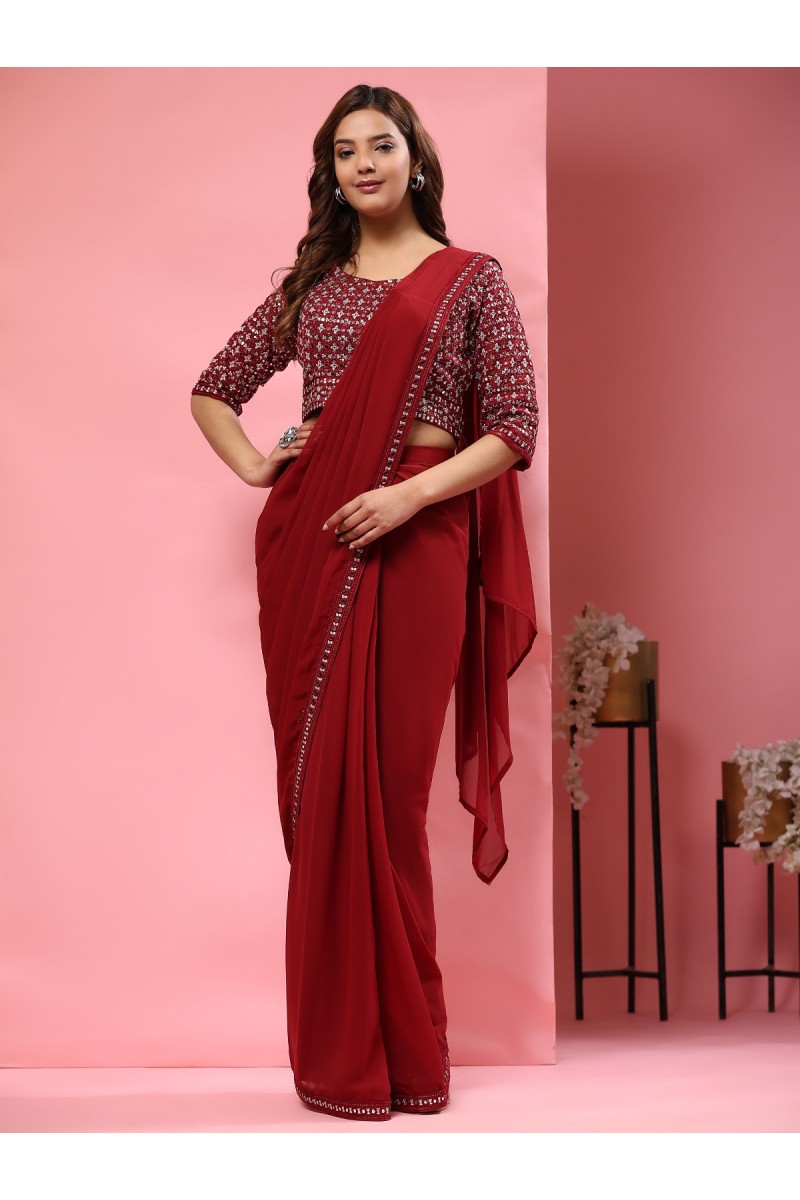 Amoha Trendz D.No-A330-A Exclusive Ladies Wear Readymade Georgette Saree