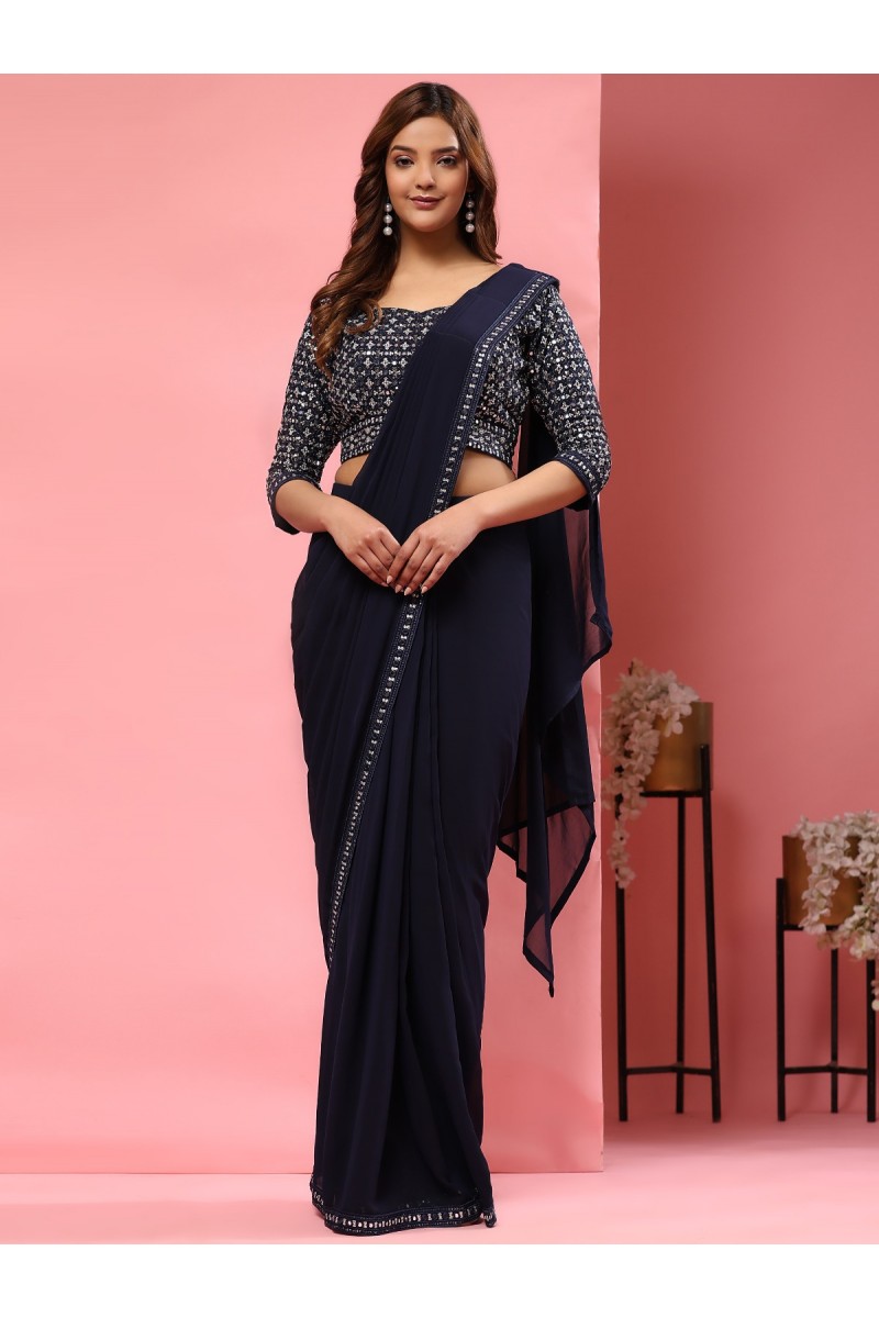 Amoha Trendz D.No-A330-B Exclusive Ladies Wear Readymade Georgette Saree