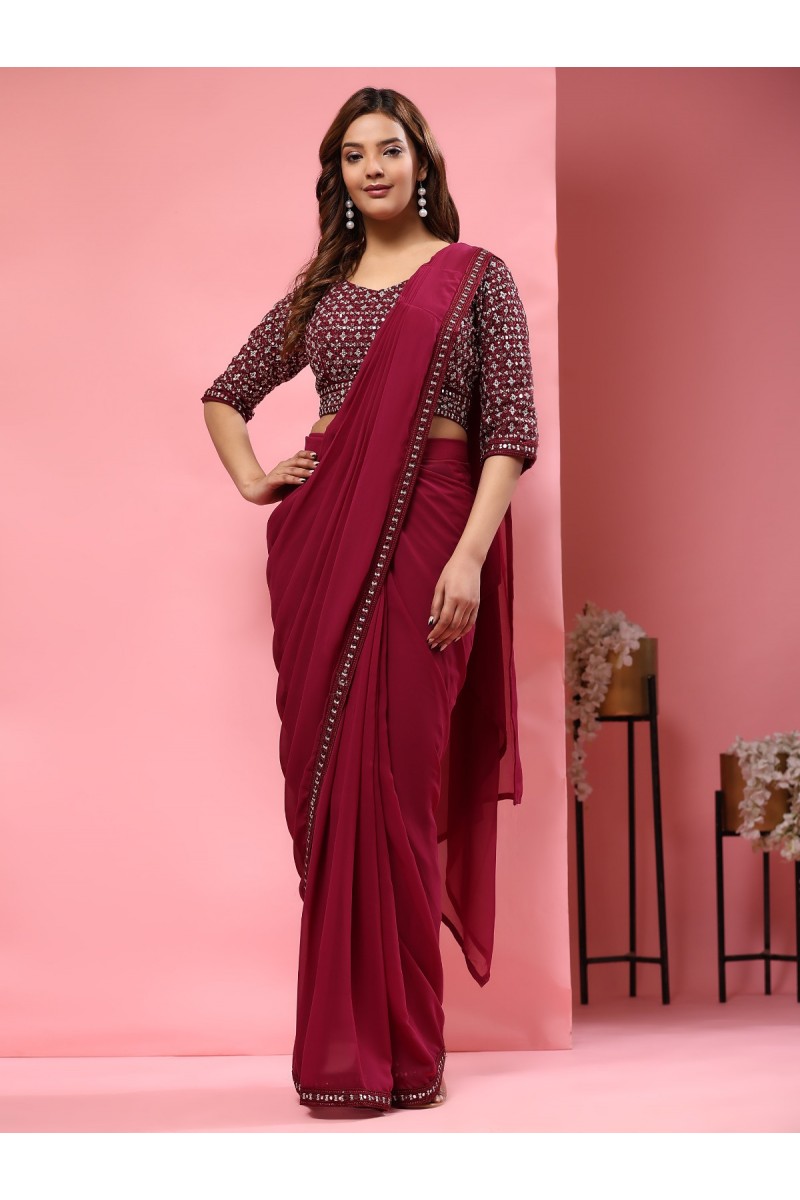 Amoha Trendz D.No-A330-E Exclusive Ladies Wear Readymade Georgette Saree