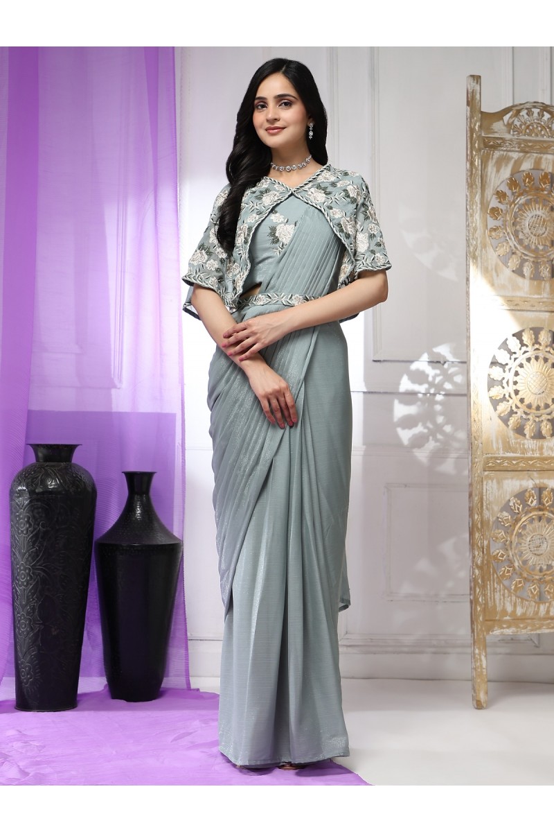 Amoha Trendz D.No-A338-A Partywear Readymade Designer Saree Apparels