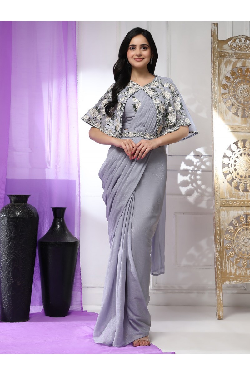 Amoha Trendz D.No-A338-D Partywear Readymade Designer Saree Apparels