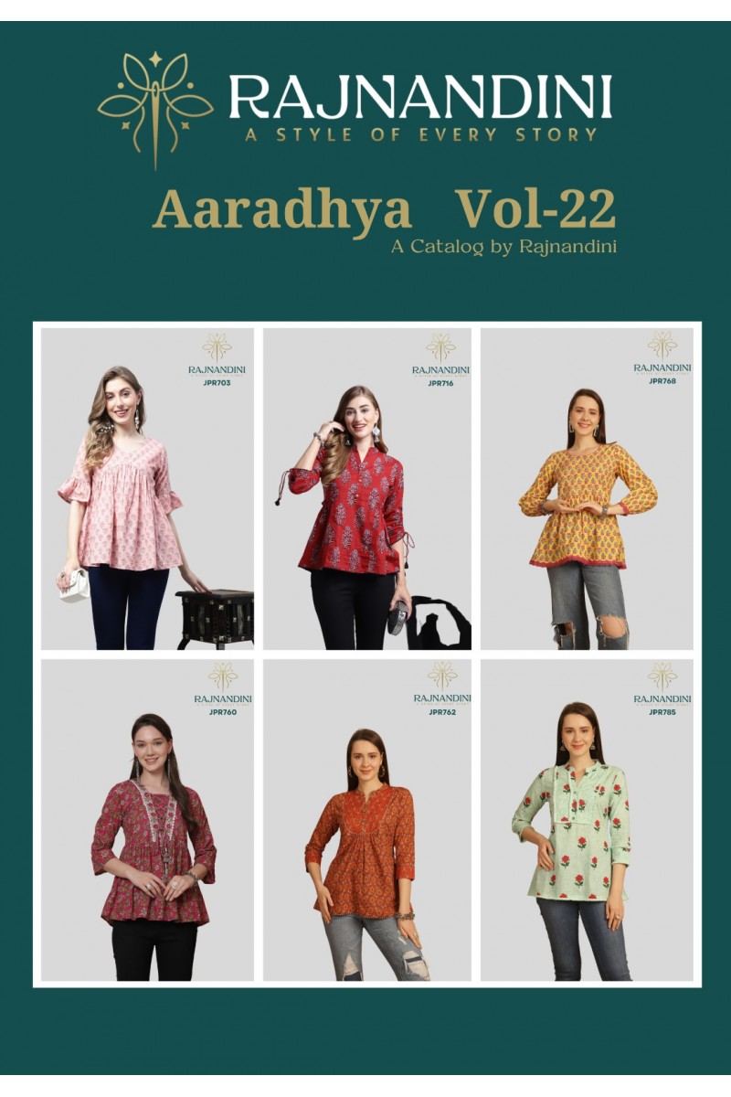 Rajnandini Aaradhya Vol-22 Printed Cotton Short Tops Designs Wholesaler