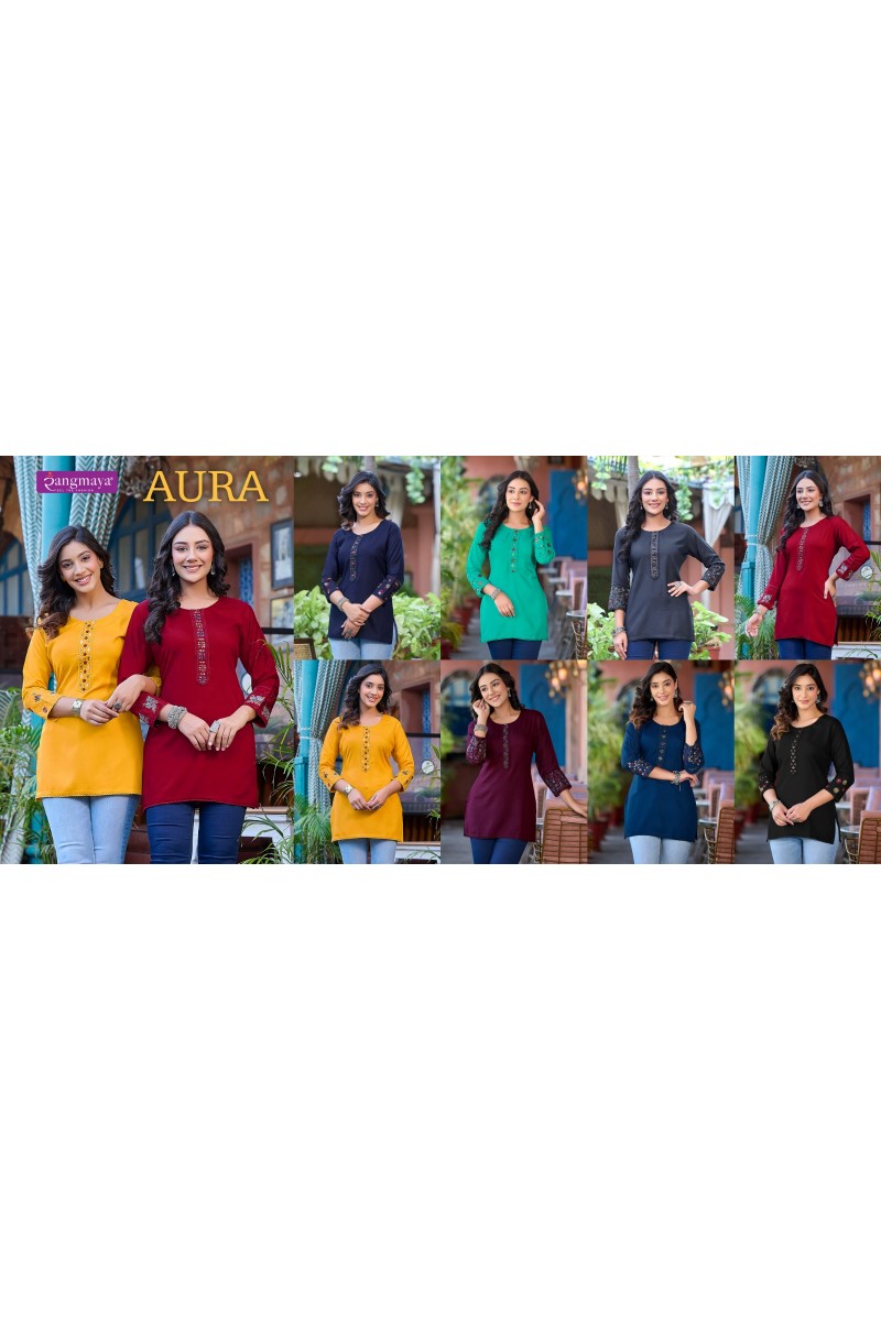 Rangmaya Aura Western Wear Rayon Tunic Ladies Top Collection