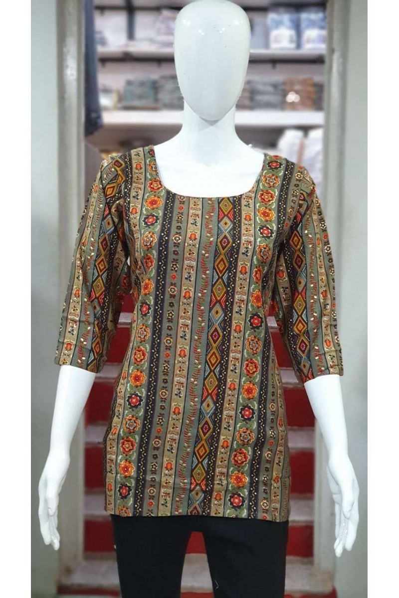 FF Colour Baar Fancy Printed Western Rayon Short Top Collection