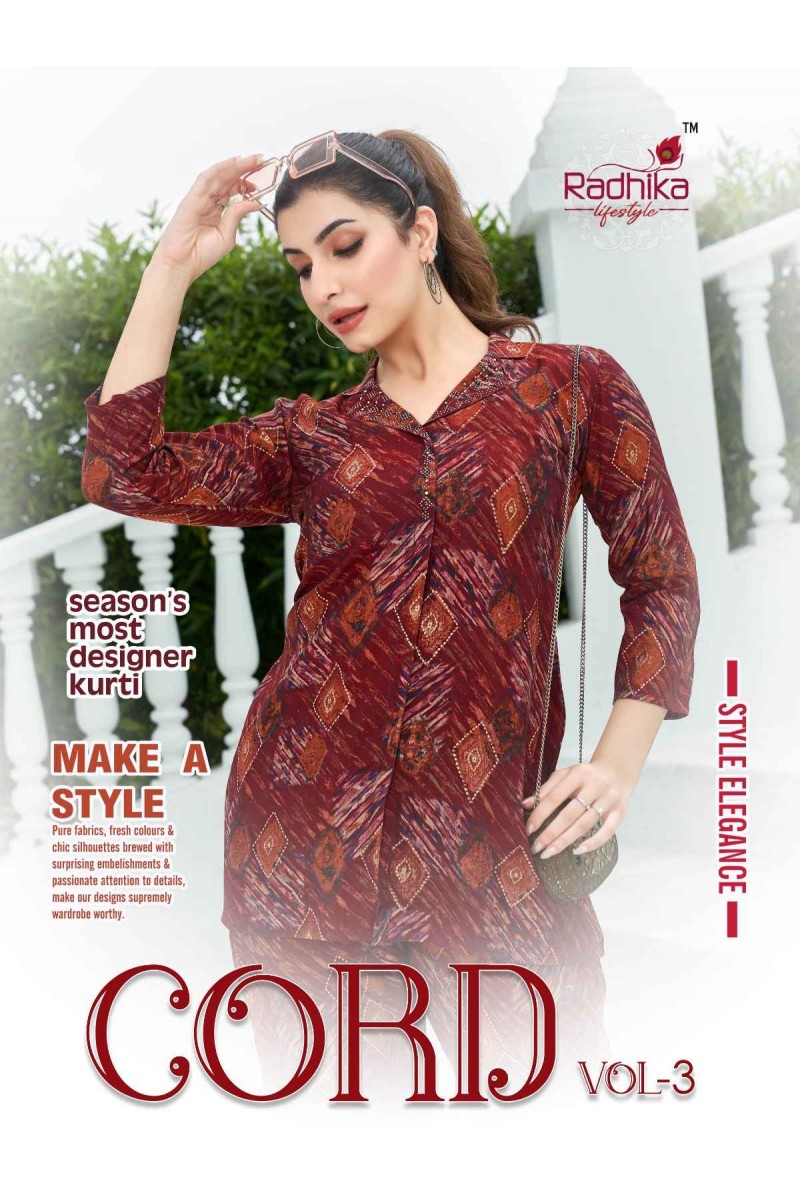 Radhika Lifestyle Cord Vol-3 Western Outfit Fancy Cord Set Catalog Dealers