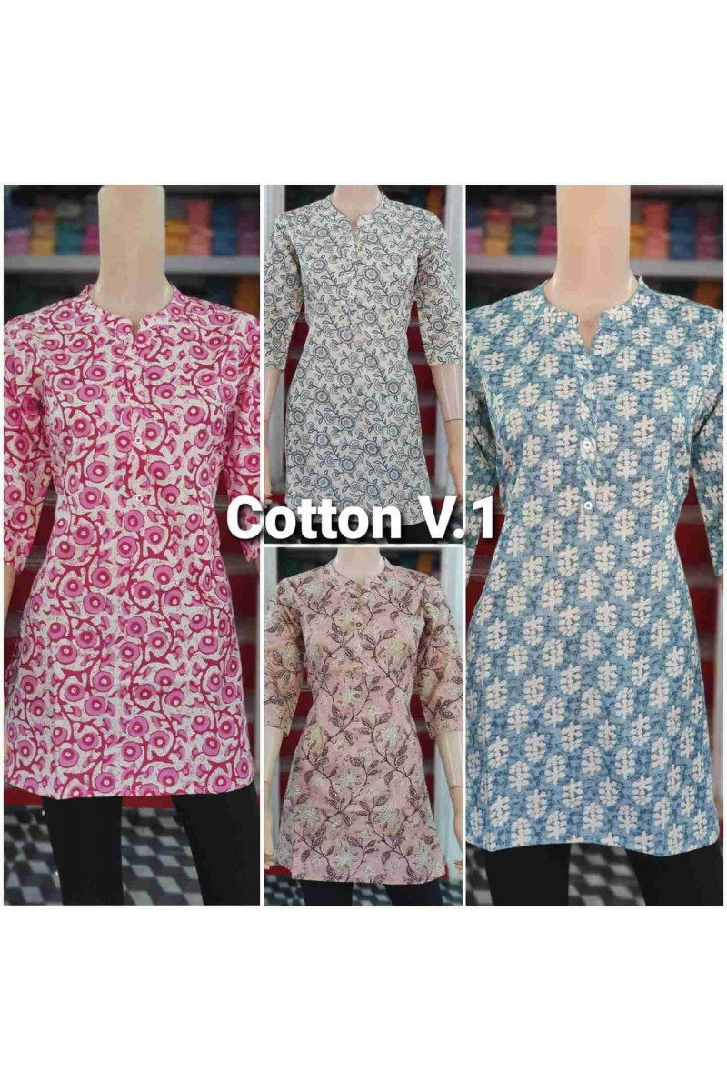 FF Cotton Vol-1 Designer Printed Cotton Tunics Top For Girls
