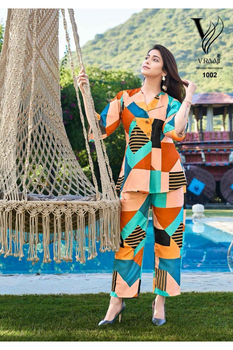 V.Raaji D.No-1002 Women's 2 Piece Indian Designer Co-Ord Outfits Set