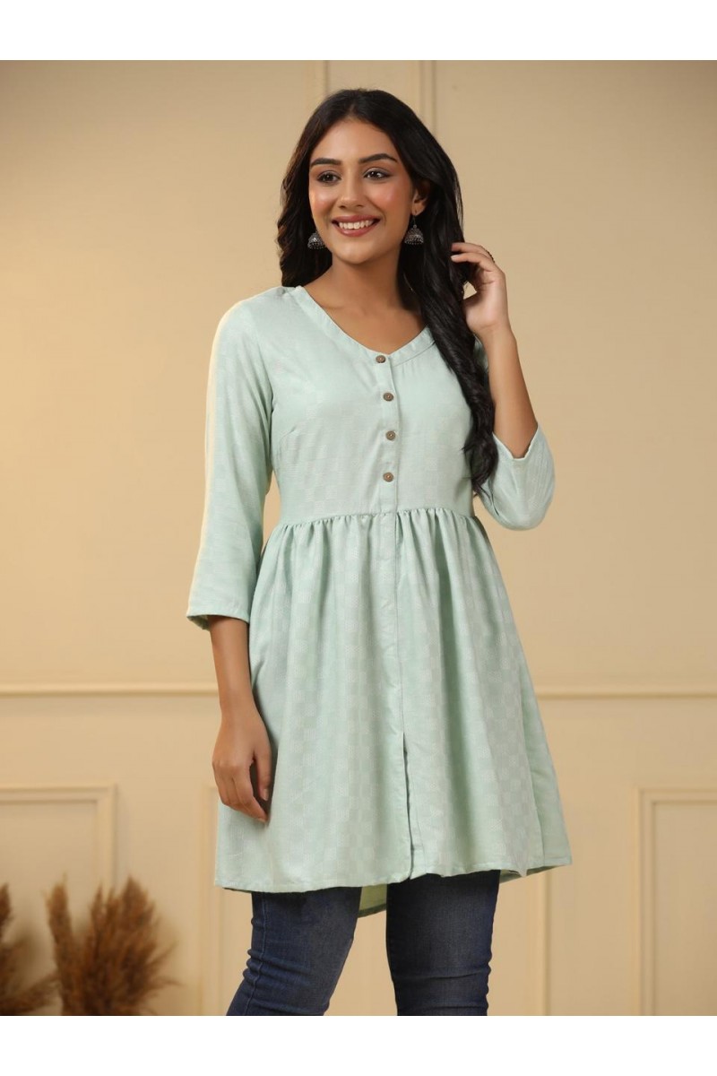 D.No-T-2006 Regular Wear Western Wear Rayon Tunic Combo Set