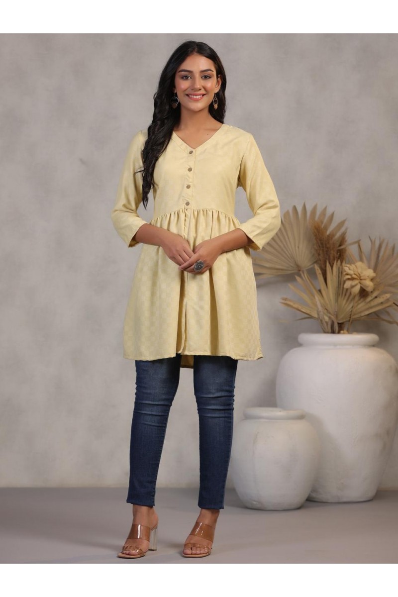 D.No-T-2007 Regular Wear Western Wear Rayon Tunic Combo Set