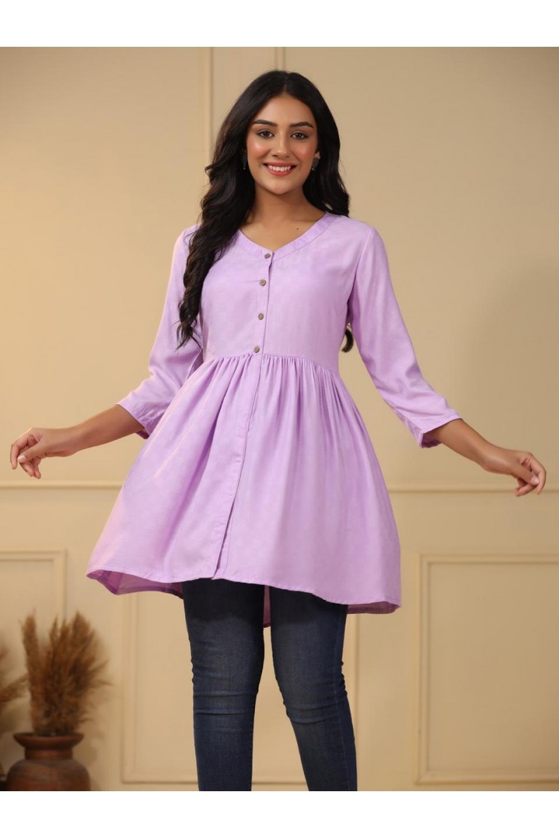 D.No-T-2009 Regular Wear Western Wear Rayon Tunic Combo Set